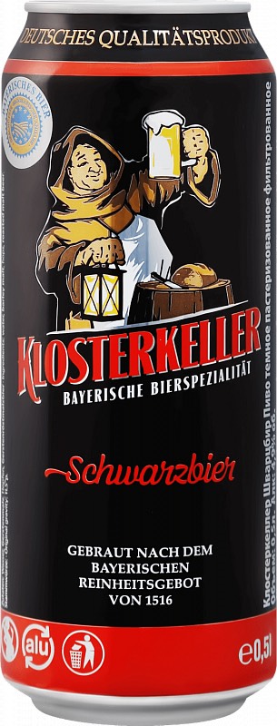 Пиво "Klosterkeller" Schwarzbier, 0.5 л